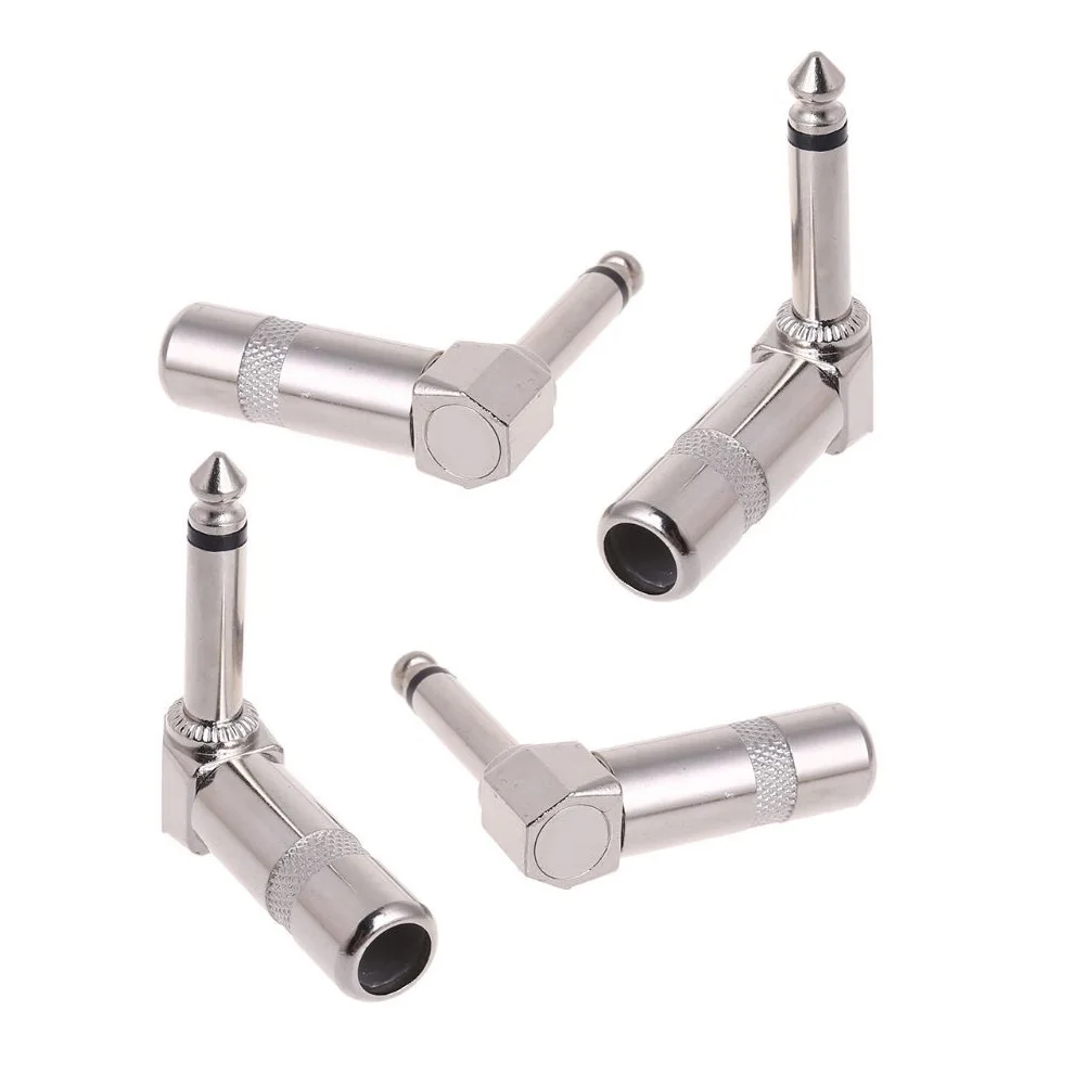 

4pcs Guitar Jack Cable Zinc Alloy Mono Plug Right Angle Electric Connecting Line Replacement Parts Wear for Electric