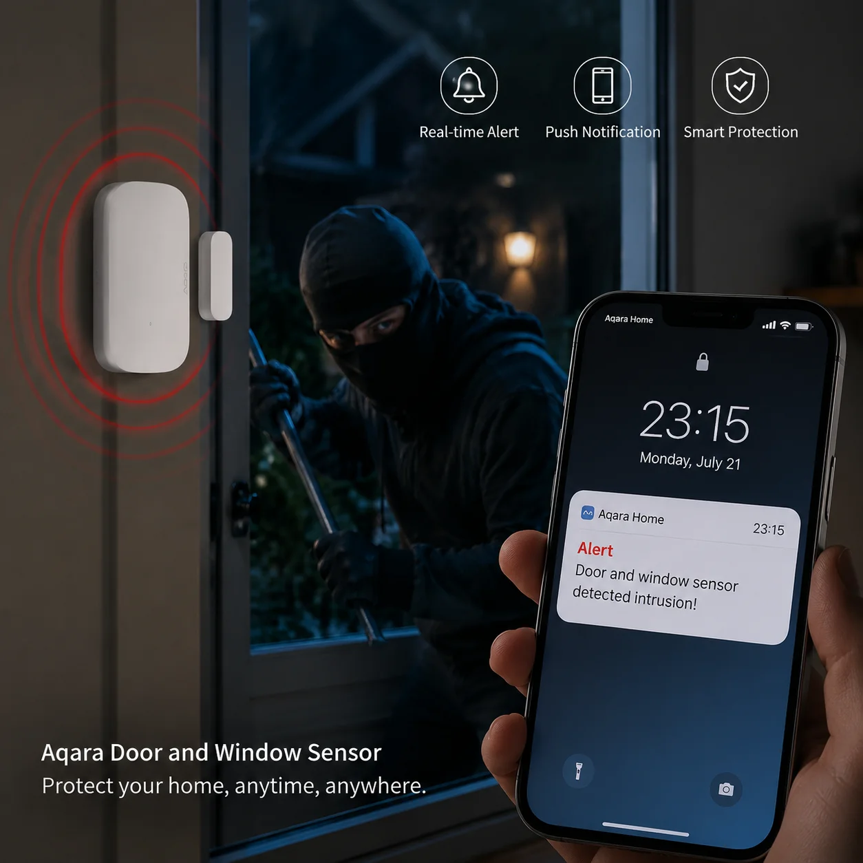 Aqara Tür- und Fenstersensor ZigBee Drahtlos Kompatibel mit Aqara Gateway & Home HomeKit App Smart Home Diebstahlschutz-Alarmmelder – Detail 2