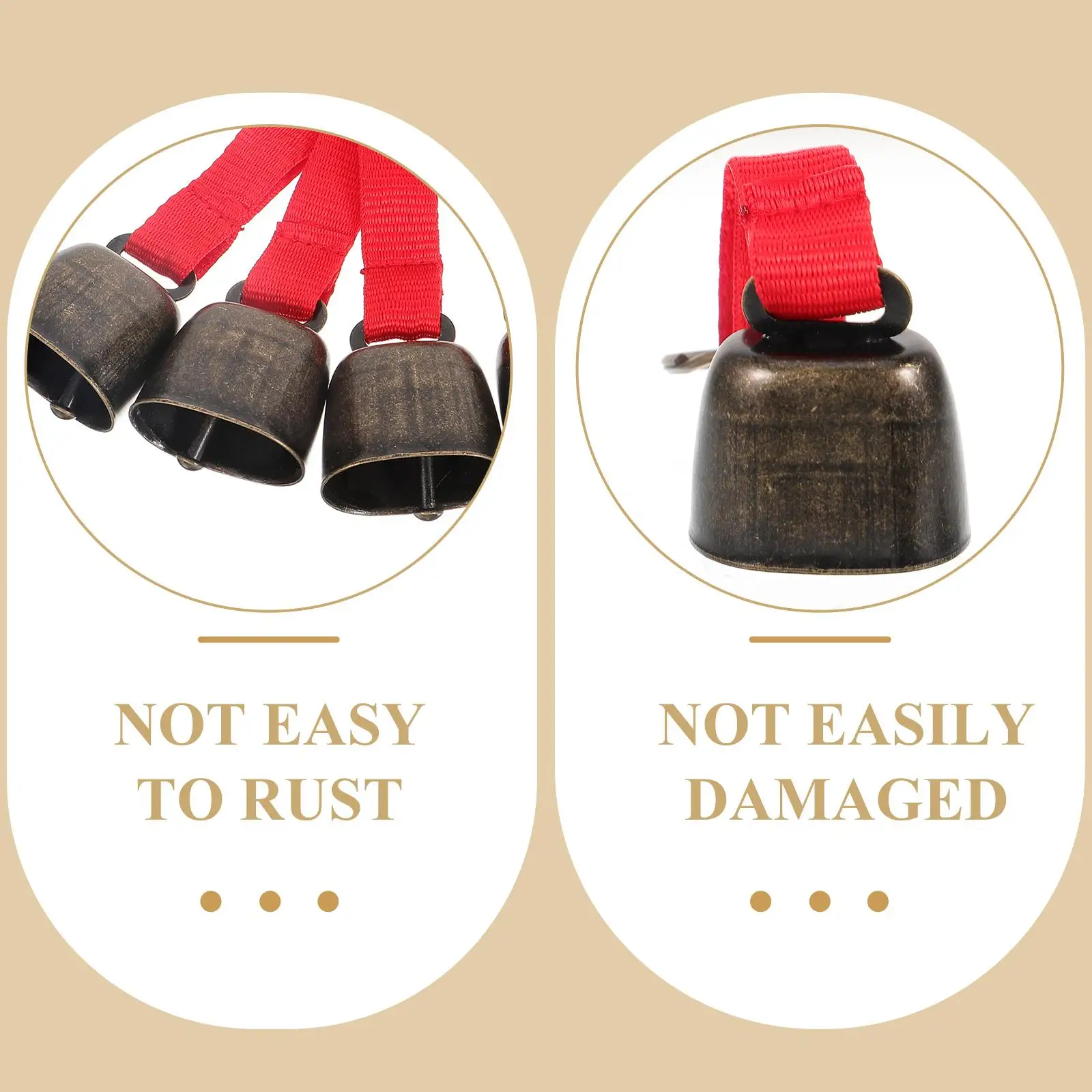 

5 Pcs Mountaineering Bells Red Woven Strap Camping Accessories Metal Cow Bells Outdoor Pets Anti Lost Loud Sound