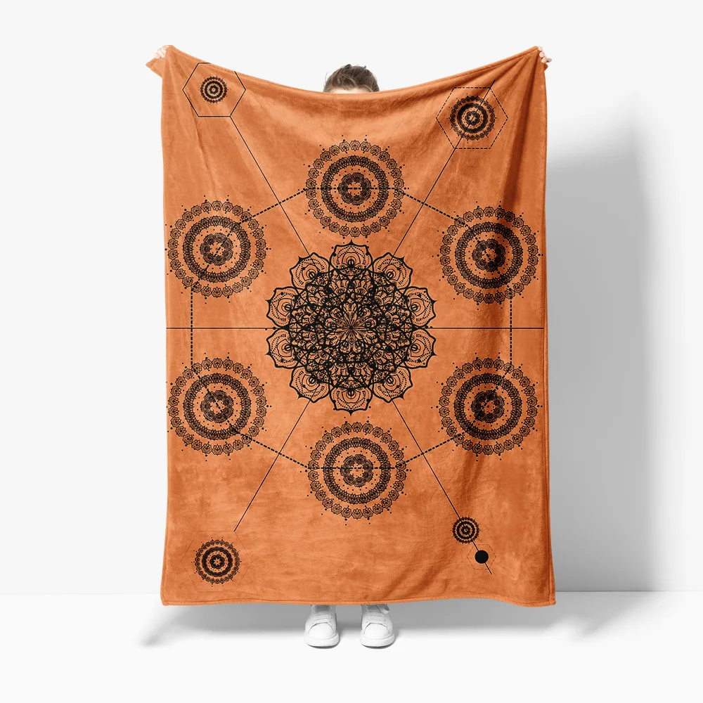 

Boho Mandala Black Paisley Fleece Blanket Throw Soft Warm Decorative Bed Sofa Throw Cushion Cover Gift