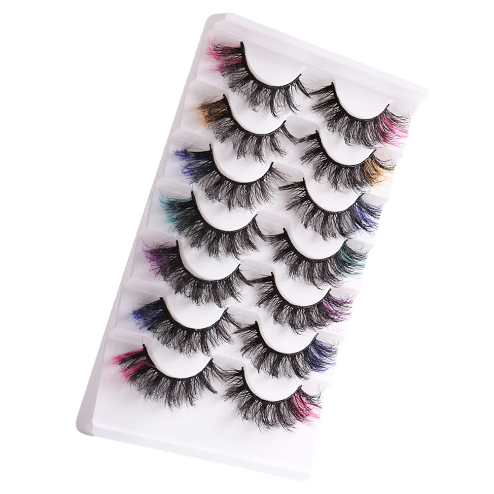 

7Pairs Curl Lash Clusters Colored Eyelashes Dense Curl Extensions for Makeup Artists Stage Wedding Party Colored Eyelashes