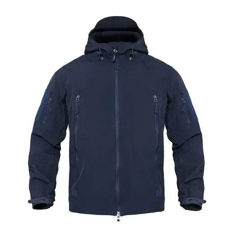 Navy Blue Soft Shell Outdoors Jacket Men Waterproof Army Tactical Jacket Coat Winter Warm Fleece Hooded Windbreaker and Pants