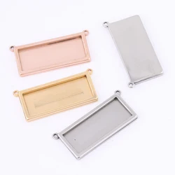 5pcs Stainless Steel Fit 10x25mm Rectangle Cabochon Base Settings Diy Bezel Charm Pendant Trays For Necklace Jewelry Making