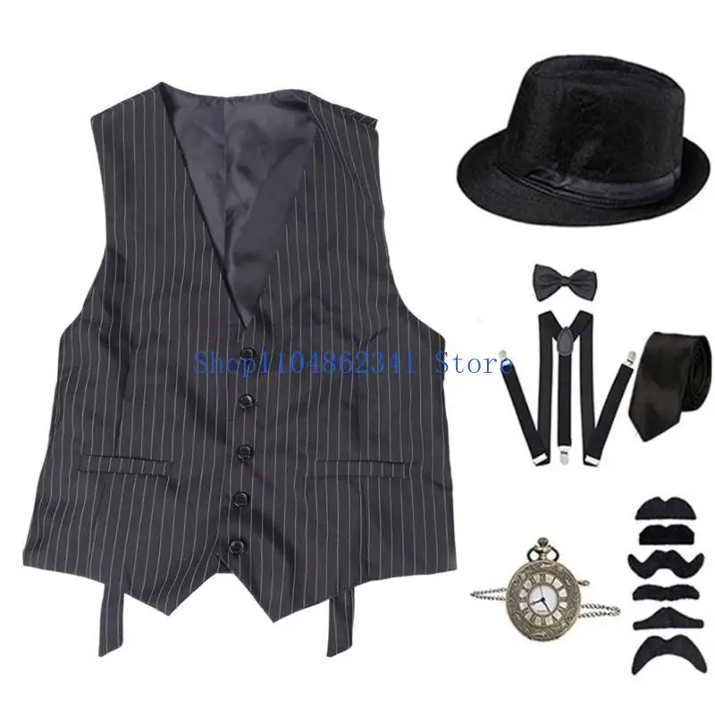 5asd 1920s Mens Costume,Roaring 20s Costumes Accessories Halloween Cosplay Costume