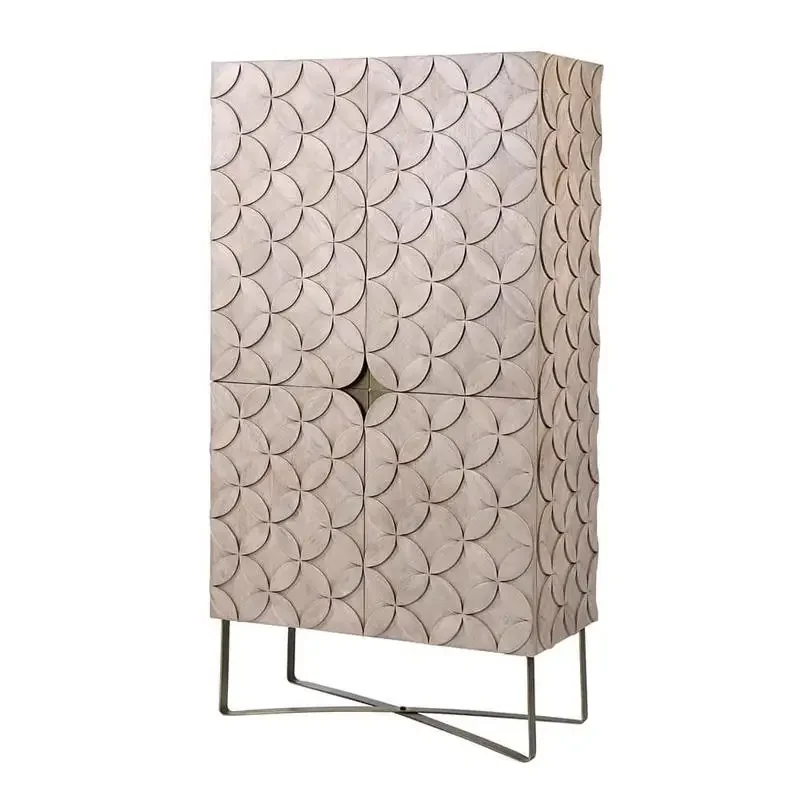 

French side cabinet American retro old porch cabinet high style locker solid wood carved bedroom storage cabinet wardrobe