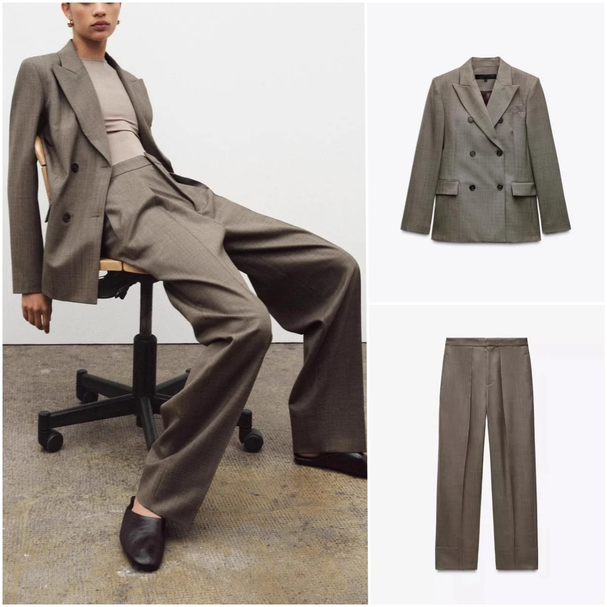 

Spring New Women's Slim Fit Suit Jaet Casual Pleated Pants Long Sve Faion Set 2025 Season Long Pants Workwear