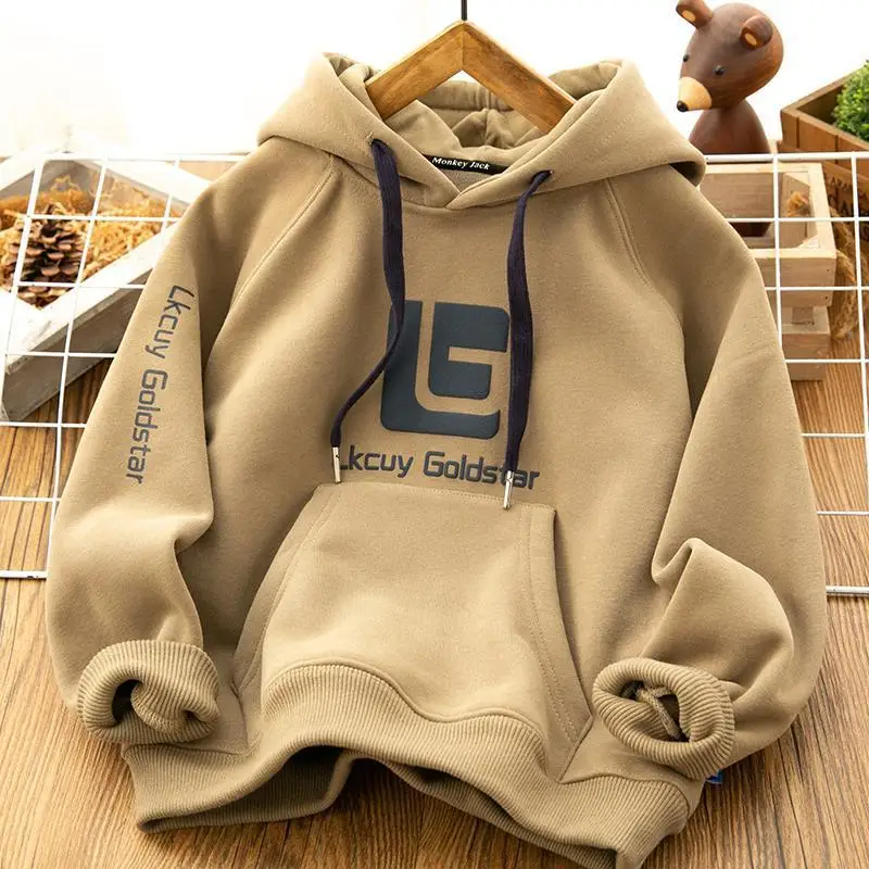 

Winter Boys Clothes Hoodies Plus velet Thicken Thermal Loose Pullovers letter print Casual Children Clothing sweatshirts Tops