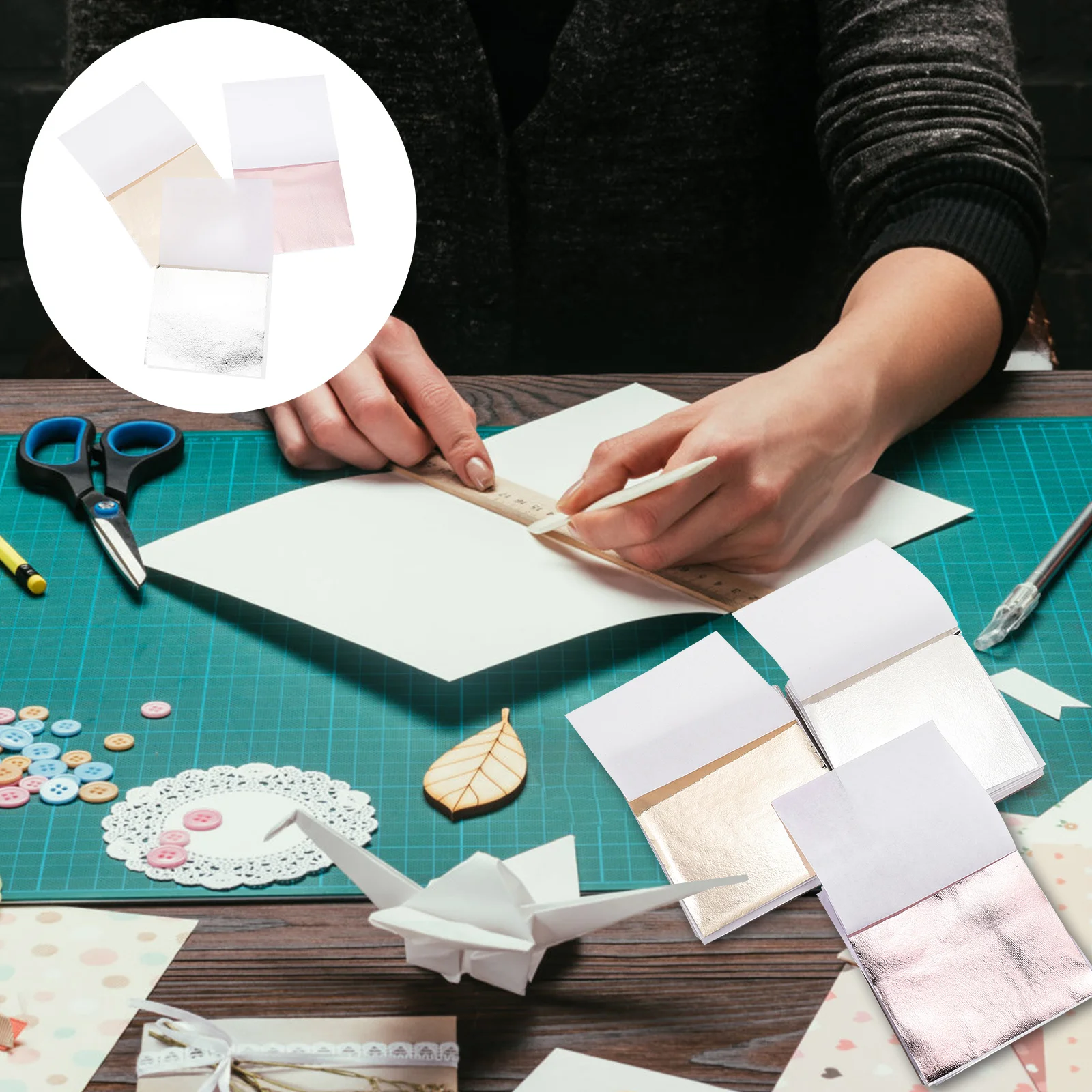 

300pcs Gold Sheets 9x9cm DIY Craft Decoration Supplies Furnishings Accessories Art Gold Foil Patches Metal Leaf