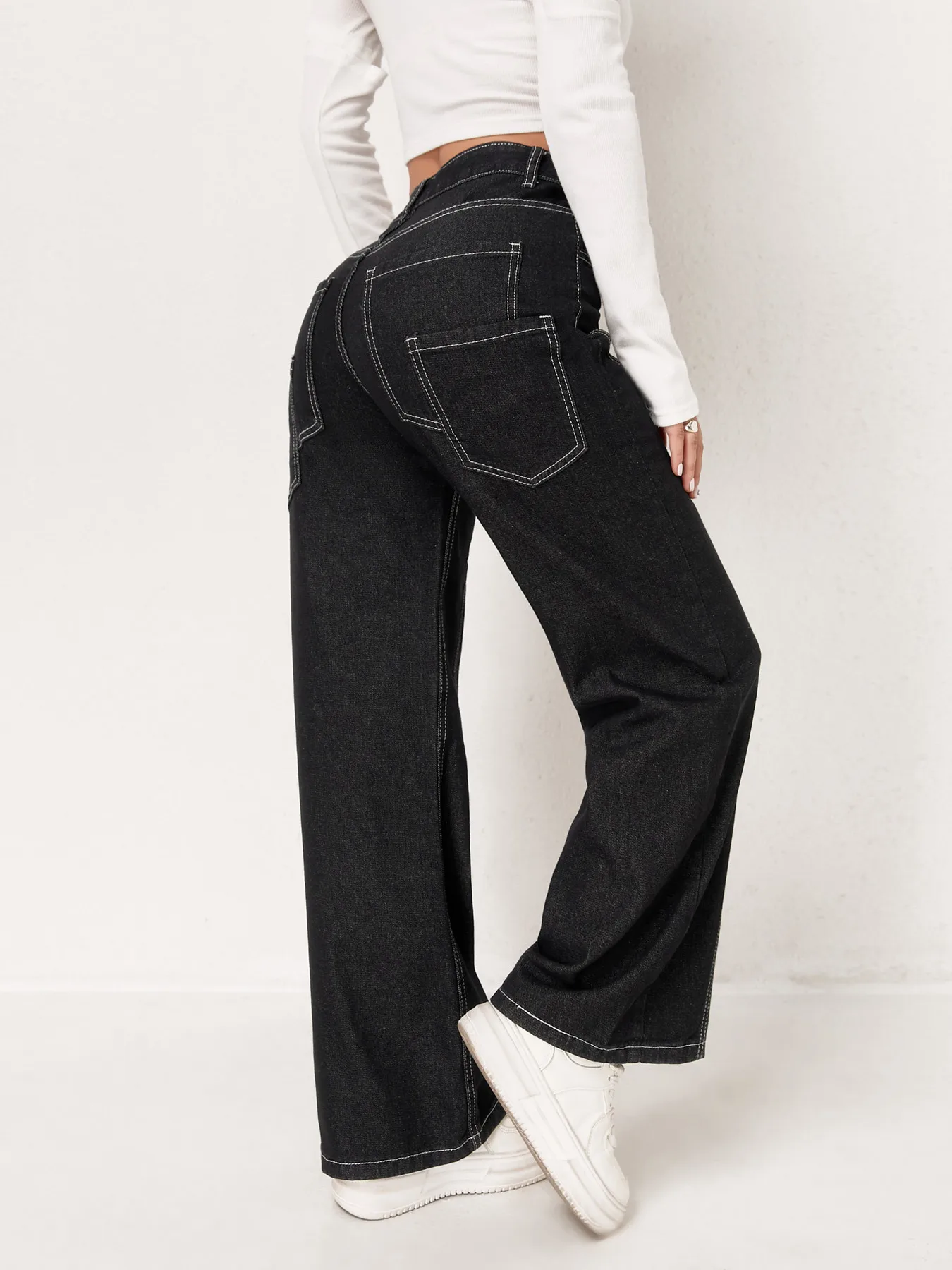 Cargo Pant Women Jeans Vintage Wide Leg Long Pants Denim Slim Fit High Waist Straight Trousers Y2k Streetwear Elegant Summer