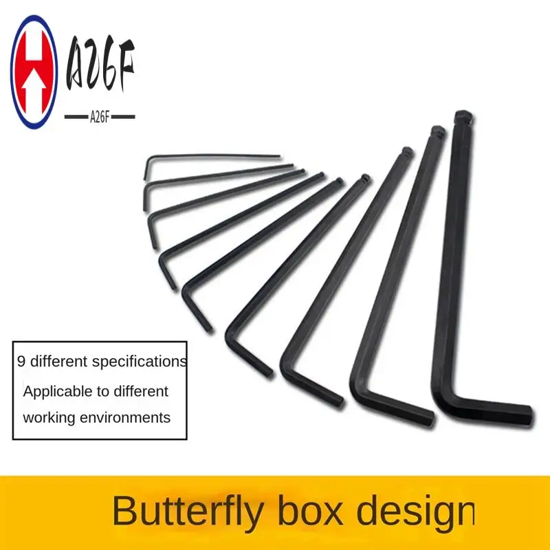 

A26F-9-In-1 Ball-End Hex Wrench Set Hex Screwdriver Tool Set Steel Plum Hexagon Wrench