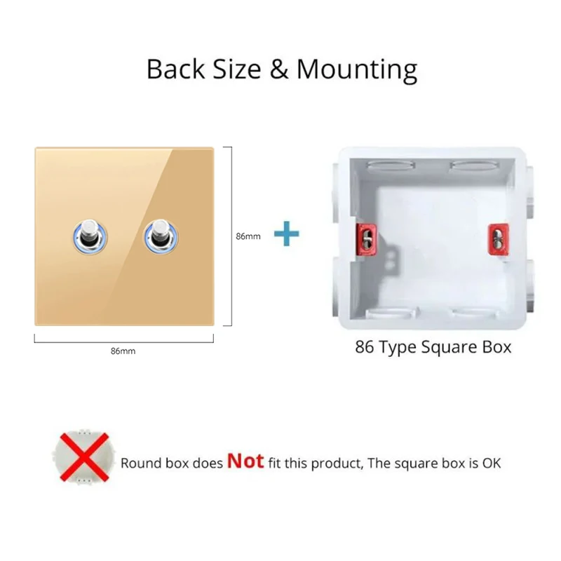 Panel ze szkła hartowanego Przełącznik ścienny LED EU UK Standard Outlet Retro Toggle Switch USB TypeC Gold Wall Switch Net SAT Tel TV Socket