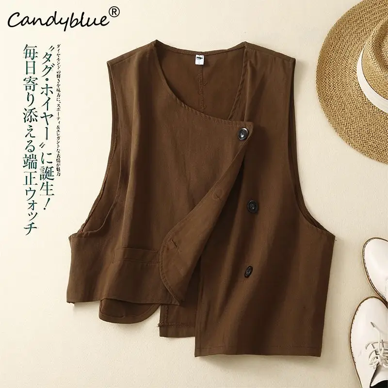 

Jacket Women 2023 Spring/Summer New Fashion Vintage Twill Sleeveless Loose Casual Versatility Vest Coat Women's Jackets Clothing