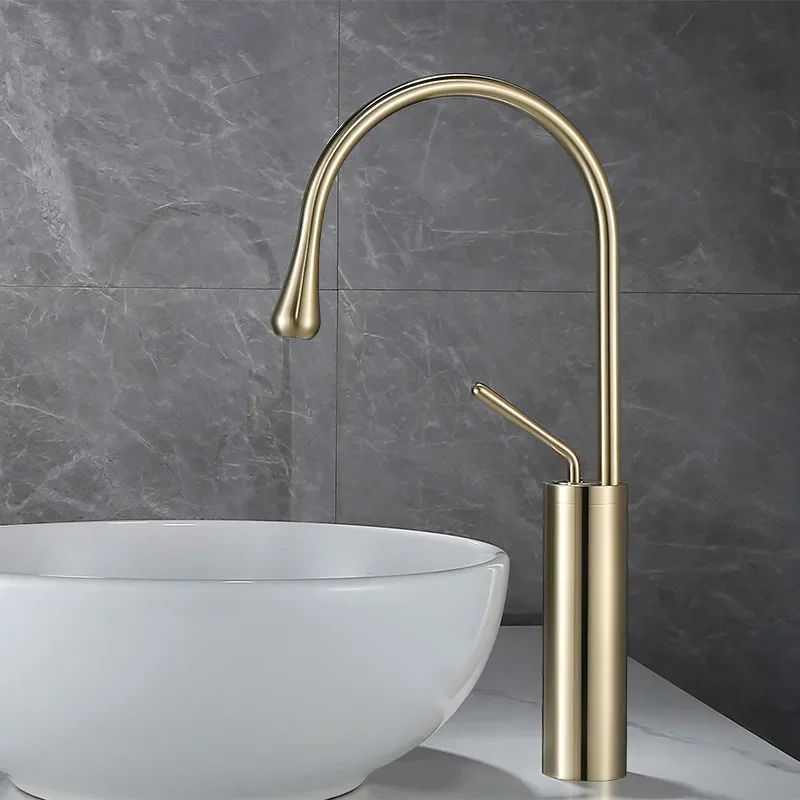 

Brushed Gold Bathroom Faucet Basin Faucet Hot Cold Black Sink Brass Kitchen Faucet Swivel Sink Water Crane