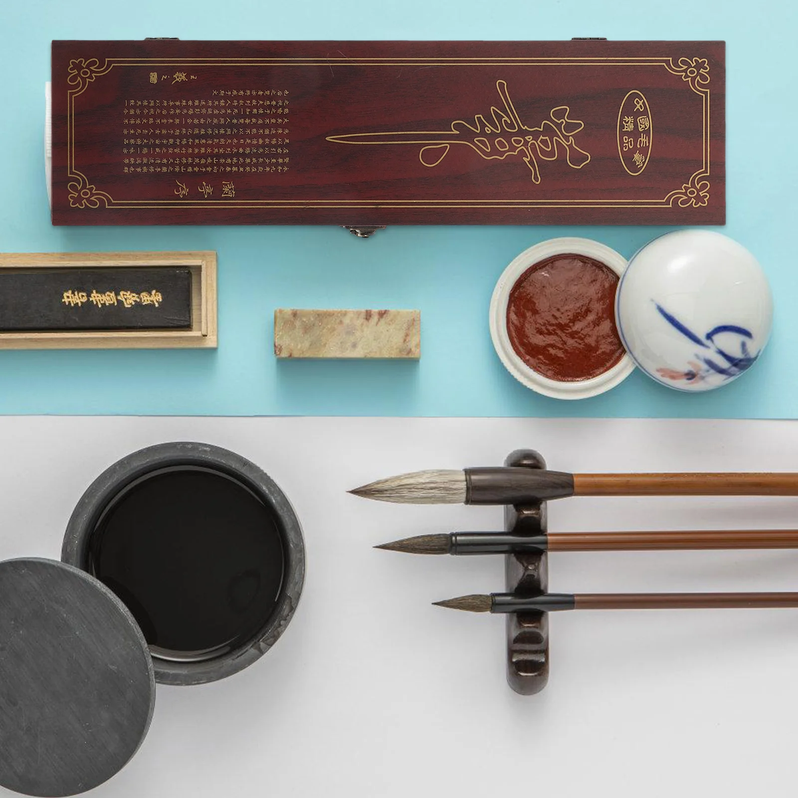 

Calligraphy Brush Storage Box Chinese Style Wooden Organizer For Oil Painting Watercolor Brushes Gift Case