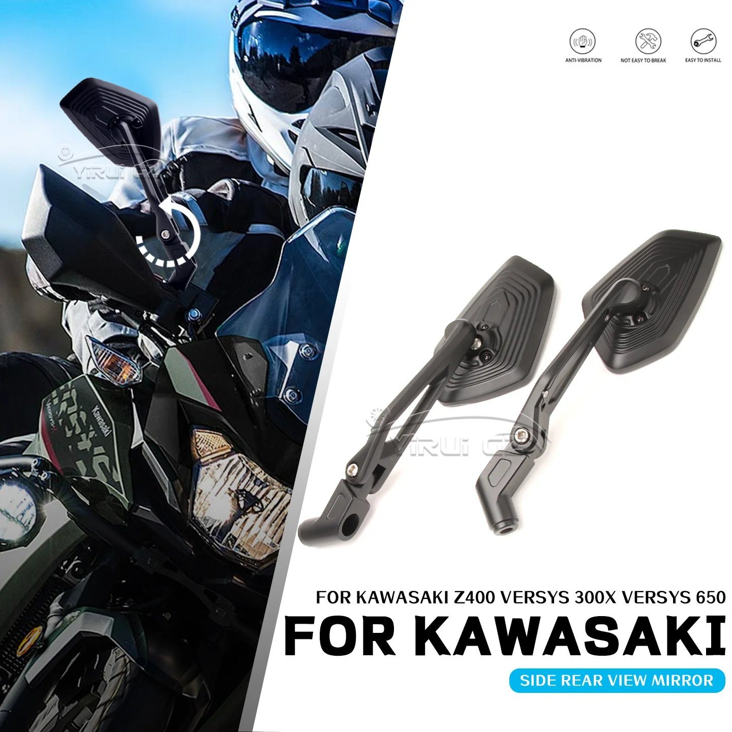 

For KAWASAKI Z400 Versys 300 X Versys 650 Versys 300 X 650 Motorcycle Rearview Mirror Aluminum Adjustable Side Rear View Mirrors