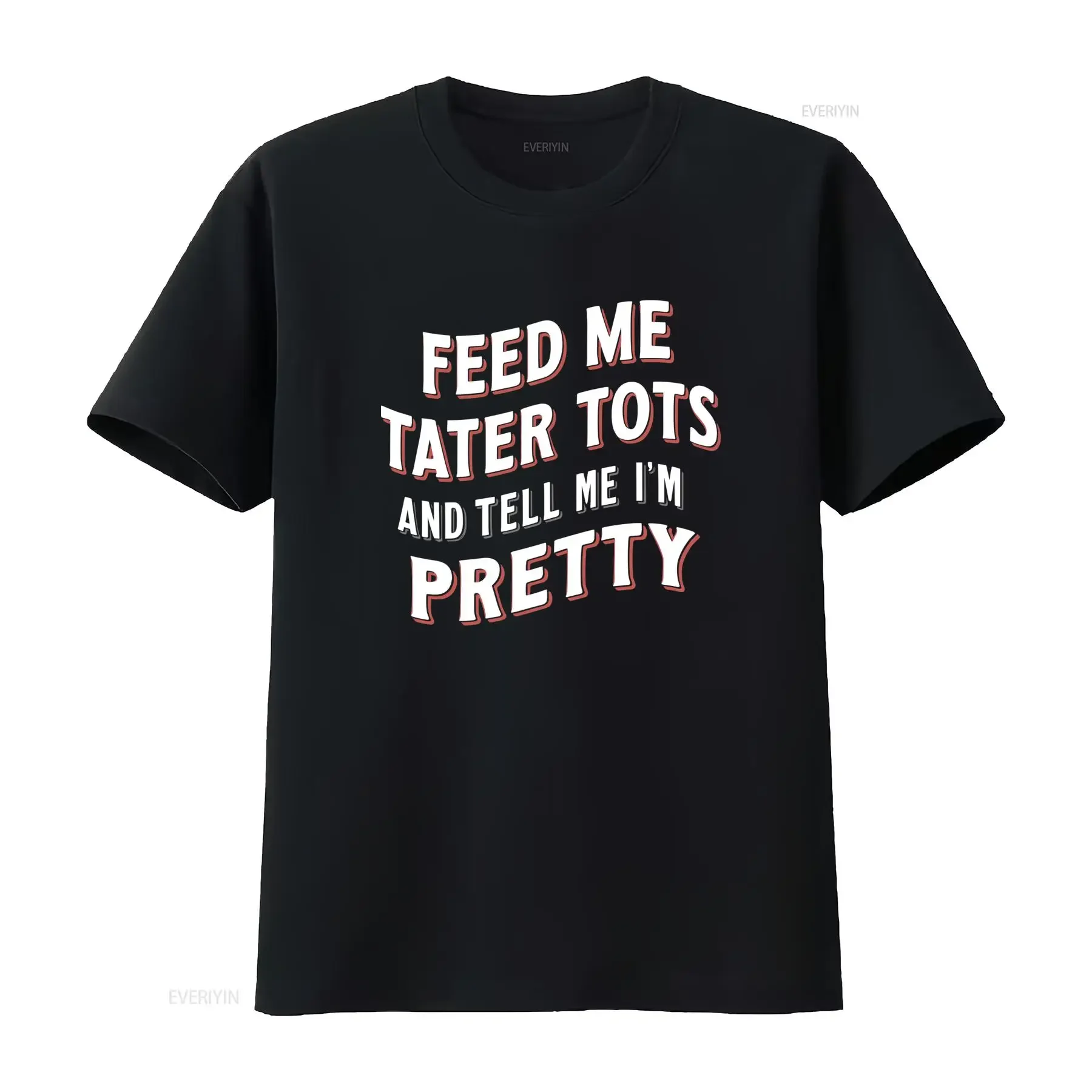 Funny Tater Tots Slogan Casual T Shirt Food Humor Tell Me I'm Pretty Print vintage Washed Comfortable Top For Everyday Wear