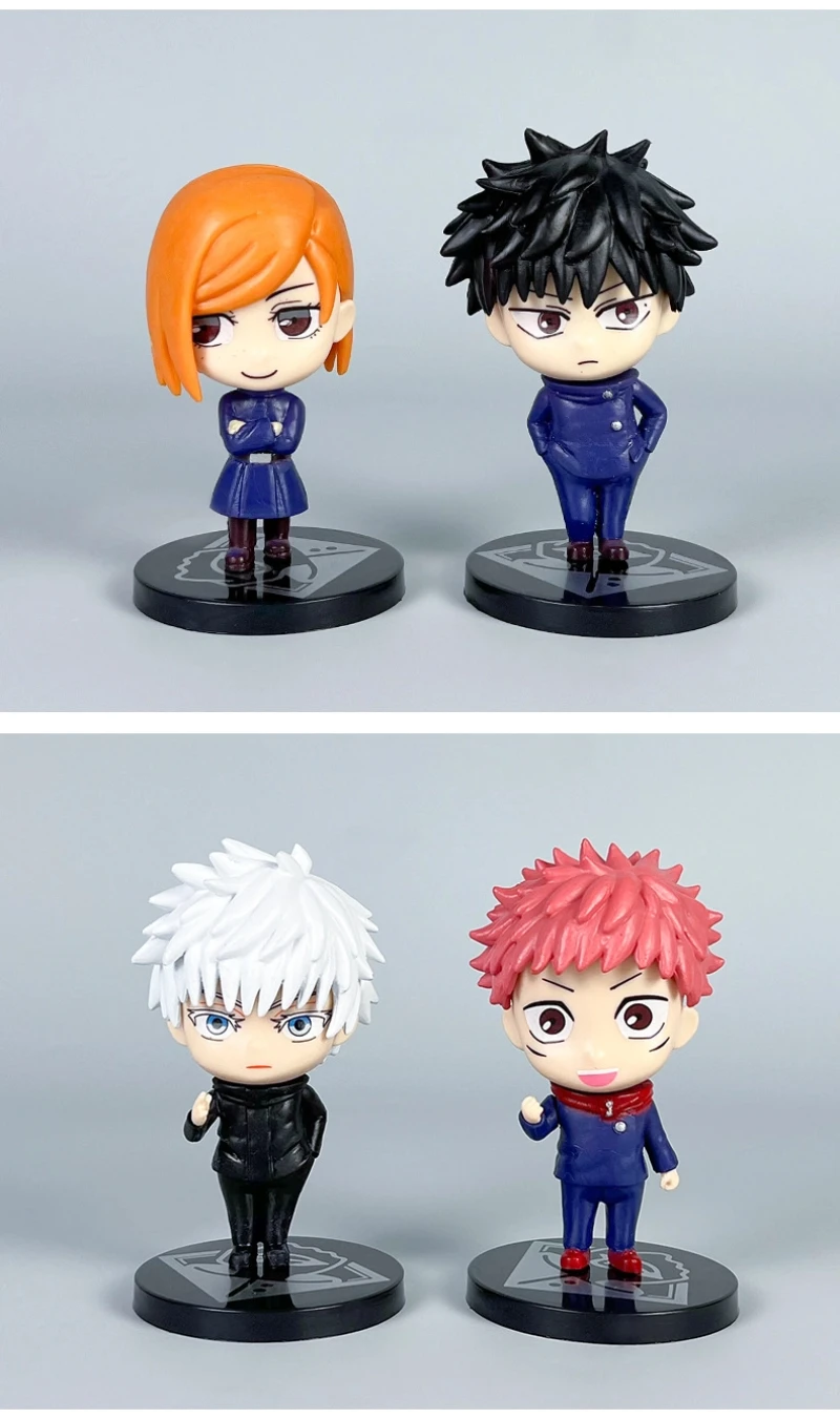 Nowy zestaw 6 szt. Anime Jujutsu Kaisen wersja Q, figurki akcji w stojączej postawie, modele PVC, zabawki, ozdoby na biurko, kolekcjonerskie prezenty