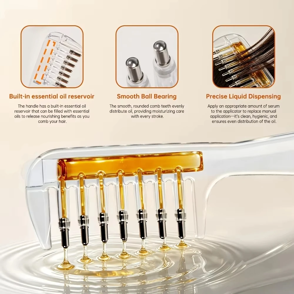 Portable Transparent Hair Root Comb Liquid Guide Applicator Scalp Massage Comb Hair Oil Serum Brush Anti-Leak Hair Care Tool