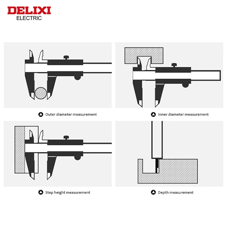 DELIXI ELECTRIC High Precision Caliper Stainless Steel Durable Inspection Tool Height and thickness measuring MachineryToolRuler