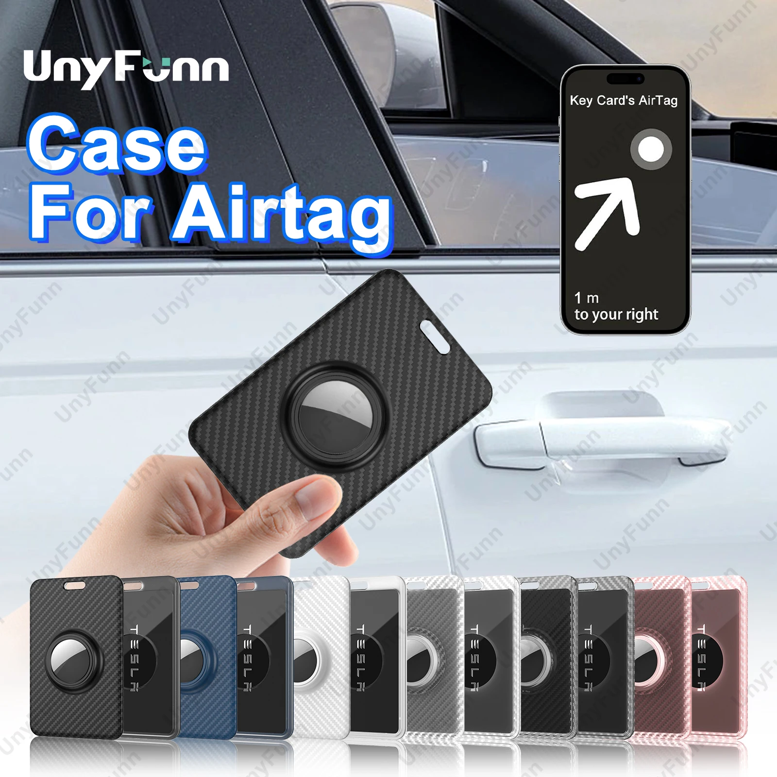 AirTag Wallet Card Holder Anti-Lost AirTag Protective Case for Tesla Cybertruck BMW Car Key Card Handbag Backpack Keys ID Cards