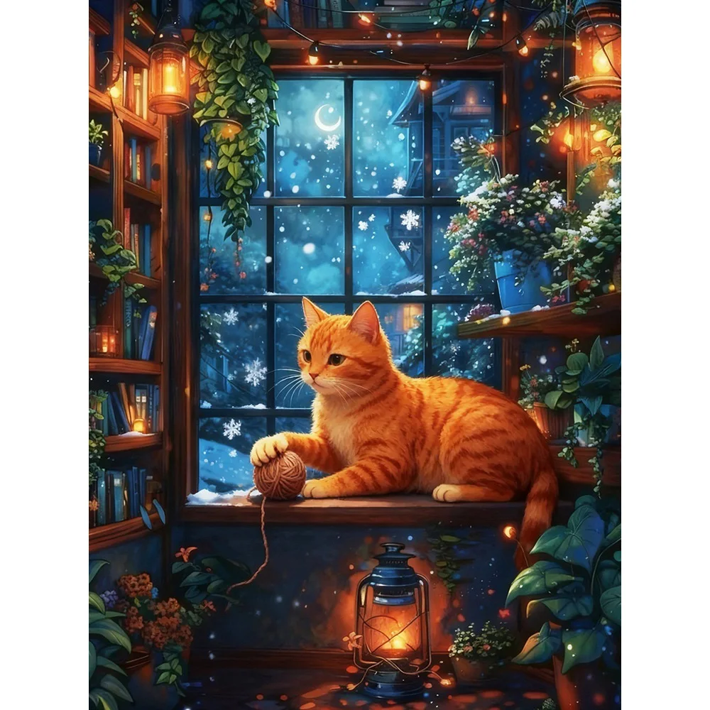 EverShine 5D-Diamantgemälde, Katze, Kätzchen, DIY, Mosaik, Fenster, voller Bohrer, Stickerei, Tier-Bastelset, Wanddekoration, Wohnzimmer