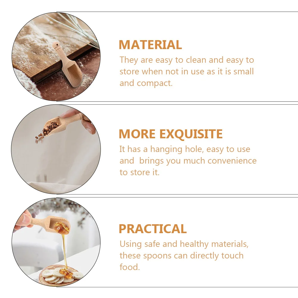 

6Pcs Wooden Seasoning Spoons Food Grade Natural Wood Kitchen Utensils for Salt Spices Coffee Tea Scoops Bath Salt Rice Flour