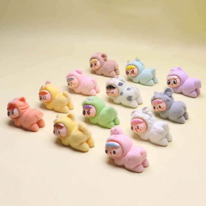 12 pezzi di piccoli animali che dormono, simpatici ornamenti da tavolo per cartoni animati
