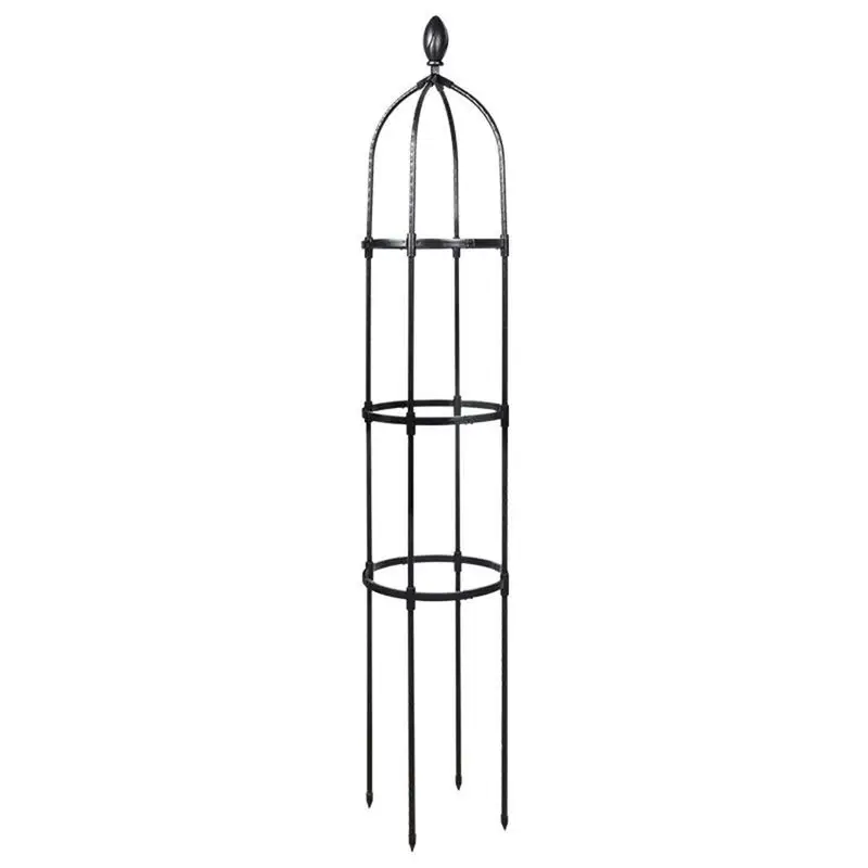 Garden Obelisk Metal Trellis 3 Sizes PE Coating Steel Flower Support For Climbing Plants 10 Inch Diameter Metal Frame Cage For