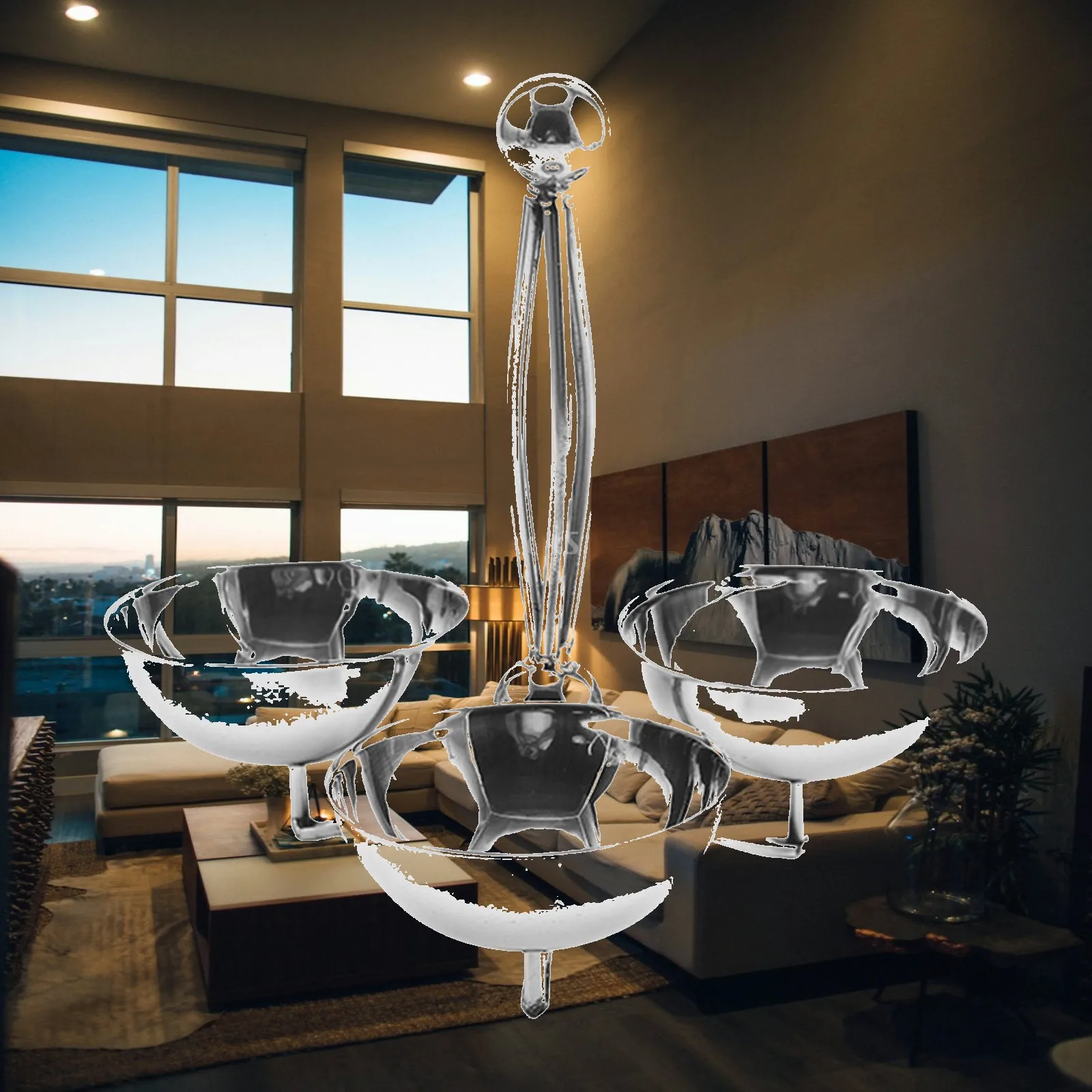 Snack Serving Bowls in Three Sections Stainless Steel Chip Dip Set Serving Dishes for Home and Party Tableware