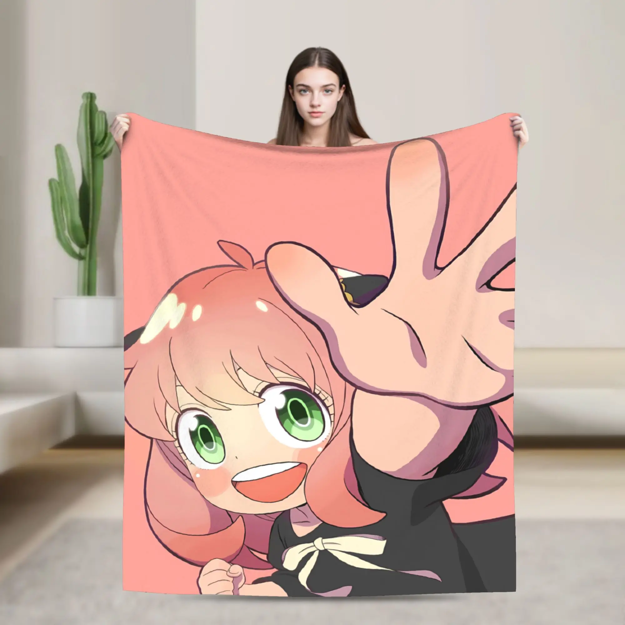 Cute A-AnyaAnime Blanket  Soft Funny Plush Bedding Throws For Girls Boys Couch Chair Sofa Bed Flannel Bedspread Bed Cover