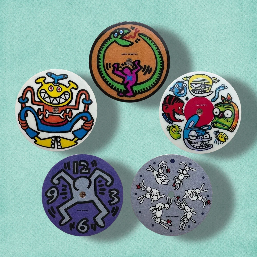 

28.5mm Comic S Logo Dial Suitable For NH35/NH36/7S/4R Japanese Movement Colorful Cartoon Dial Watch Modification Accessories