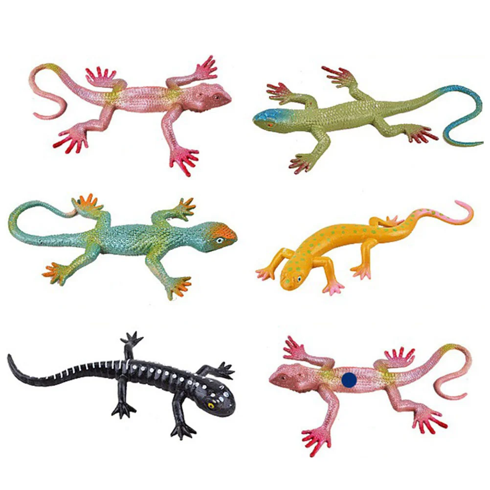 6 Pcs Artificial Lizard Halloween Realistic Fake Lizards Animal Assorted Decorations