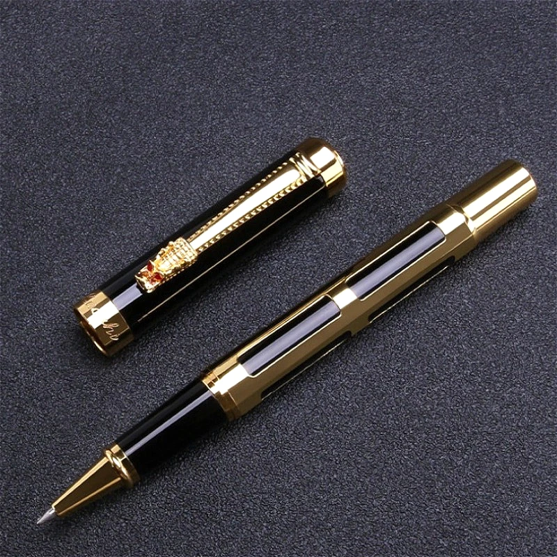 LUOSHI hollow metal design signature neutral pen carbon black water pen heavy hand feel gift excellent student gift stationery