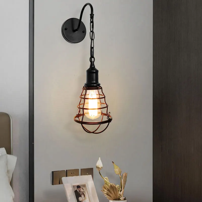 

American Style Iron Pole Wall Lamp Retro Industrial Restaurant Coffee Shop Rocker Arm Wall Light Corridor Decorative Lamp