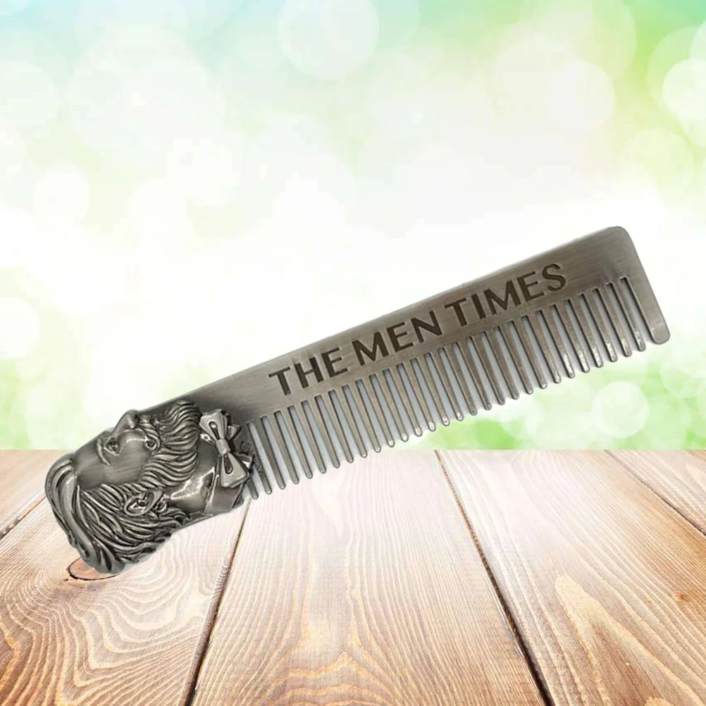 

1pc Vintage Men Beard Comb Stainless Steel Beard Shaving Brush Men's Mini Mustache Pocket Comb beard brush