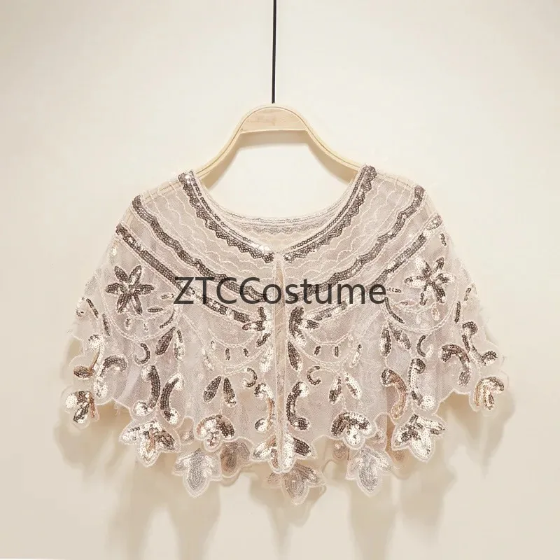 Vintage 1920s Flapper Dress with Sequin Shawl Mesh Cardigan Sexy Party Evening Gown Prom Costume view 4