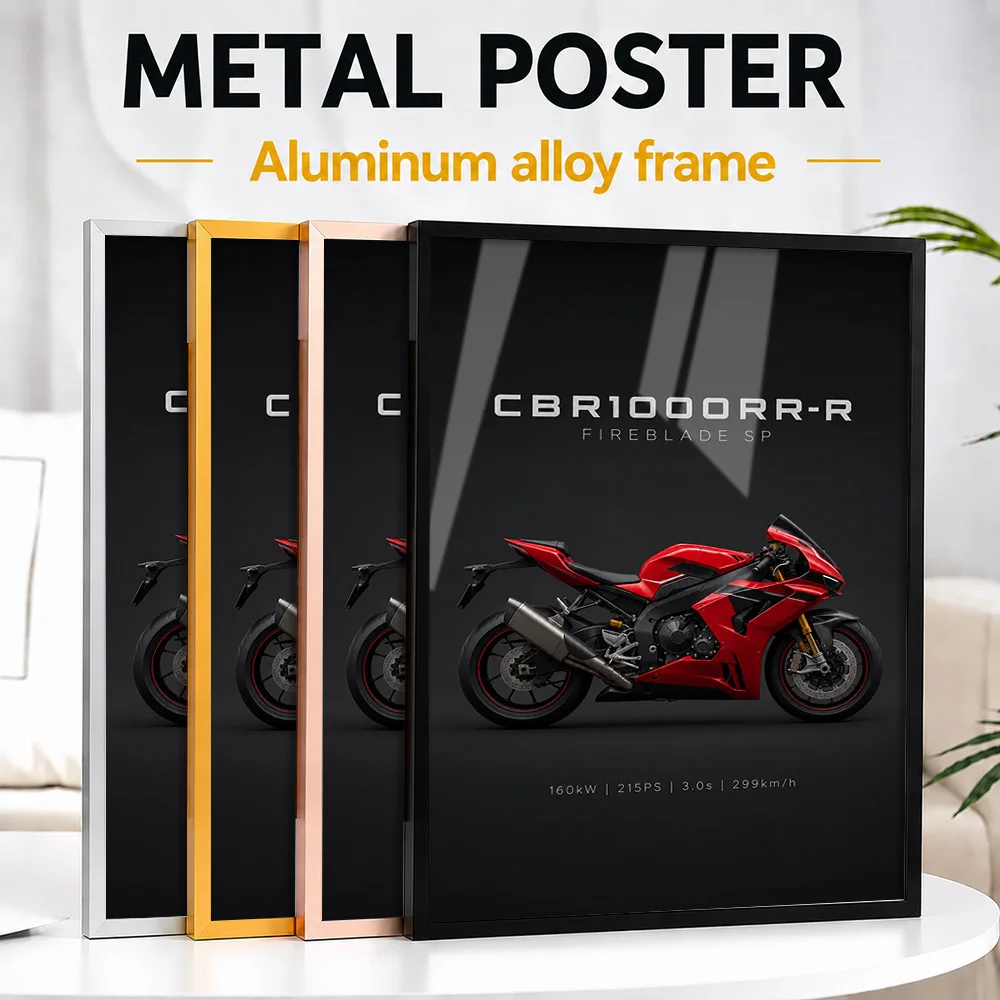 Japanese CBR1000RR-R Fireblade SP Grand Prix Red Motorcycle Framed Metal Print Customized Road Performance Wall Art For Garage