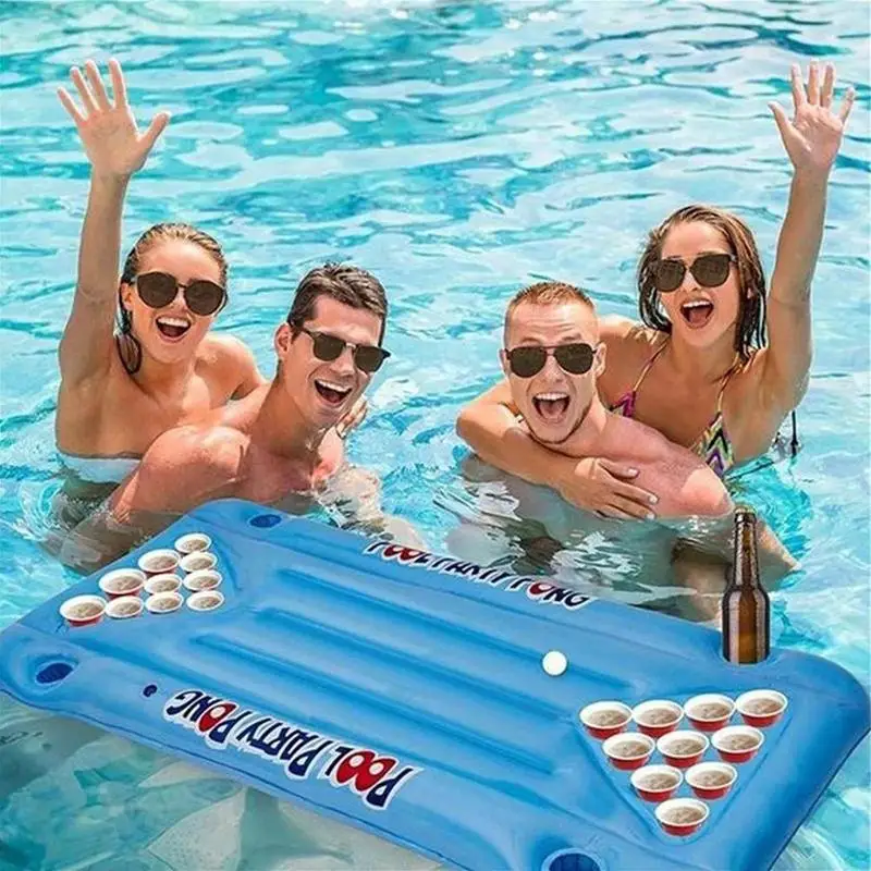 Beer Yards Pool Table Floating Pingpong Air Mattress Beer Inflatable Pong Table Lounge Floating Raft Toys For Adults Party