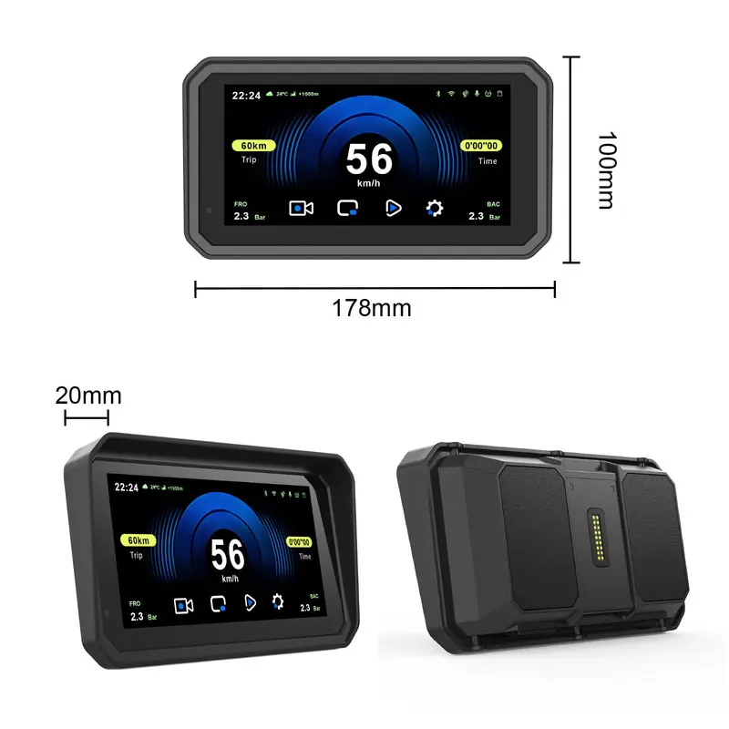 【6.0】Motorcycle CarPlay navigation with DVR, built-in GPS, quick-release mount