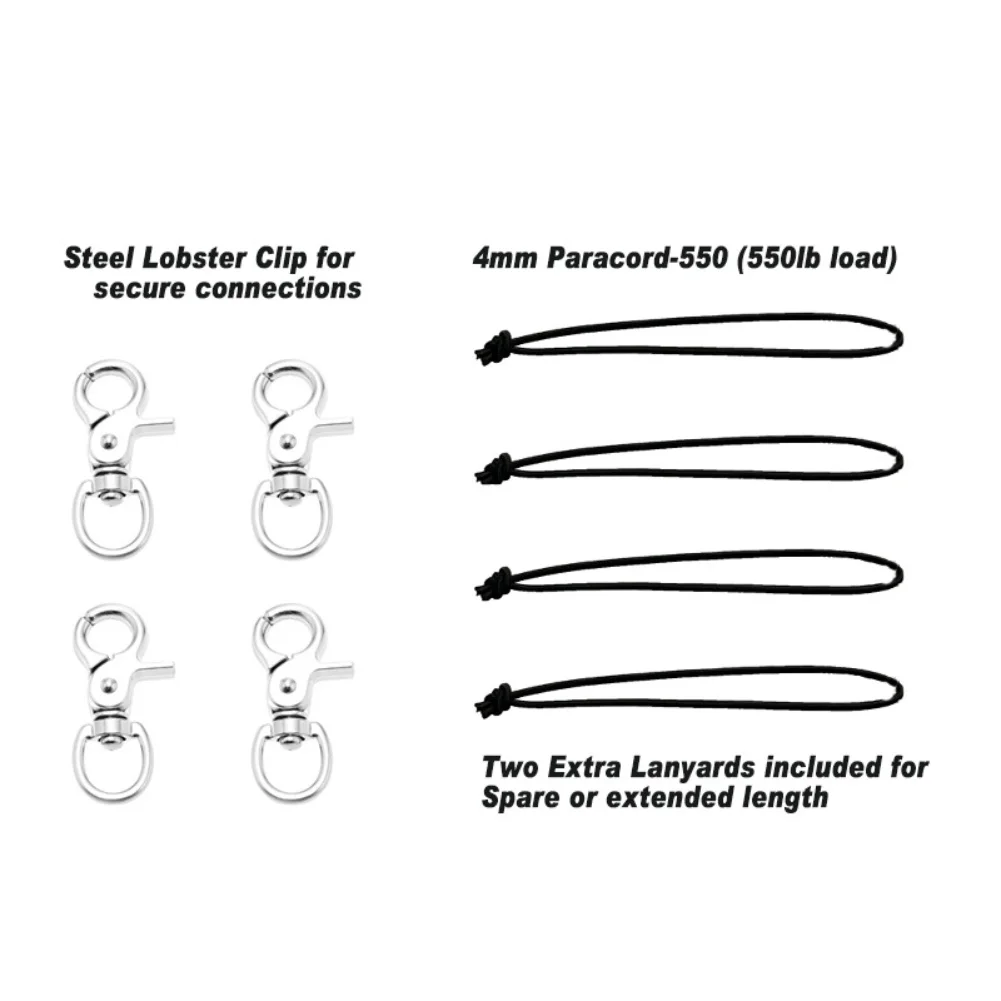 Strong Elastic Snowboard Leash Cord with Stretchable Design and Heavy Duty Steel Buckle for Secure Load Attachment