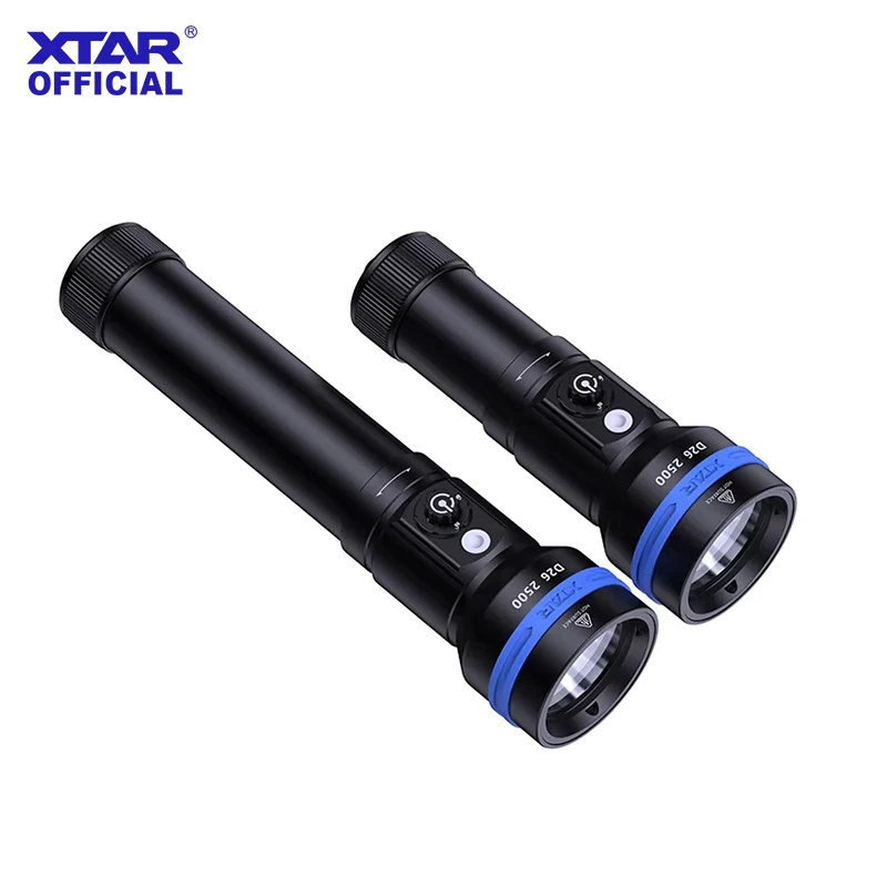 XTAR D26 2500 Diving Flashlight LED Powerful Lantern IPX8 Waterproof Scuba Diver Lamp Torch USE 26650 18650 Battery Flash Light