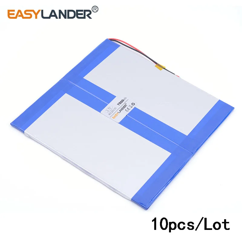 

10pcs /Lot 7500mAH 40120130 3.7v lithium Li ion polymer rechargeable battery for 9.7" 10.1" Ainol Spark CHUWI V99 Tablet PC