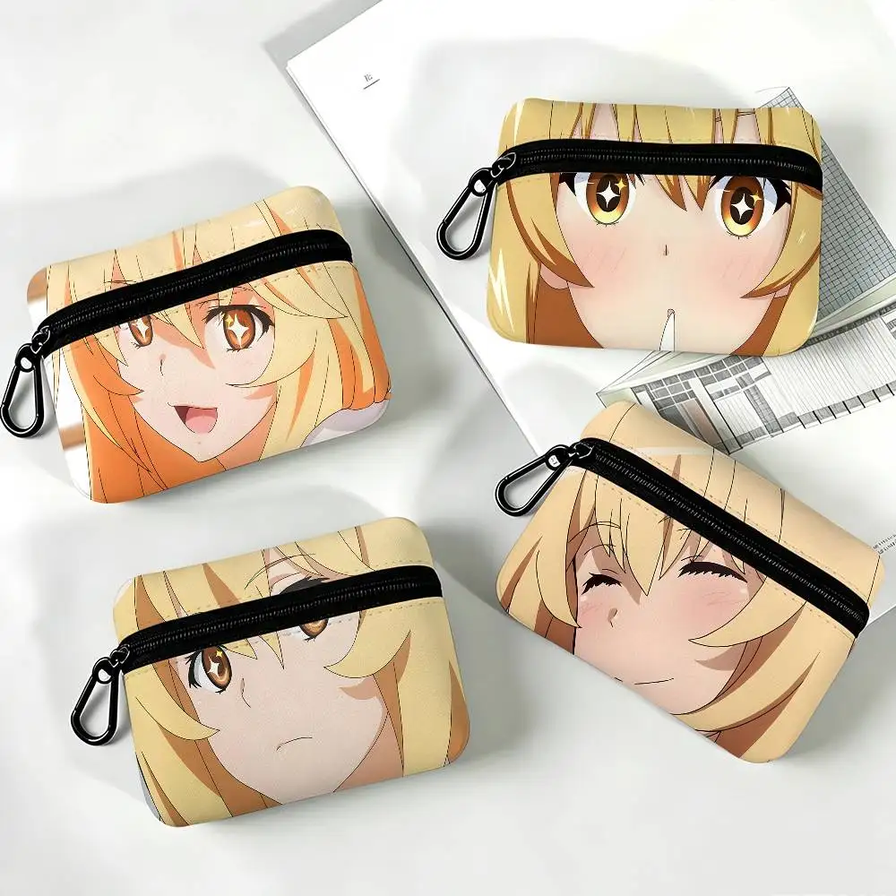 1pc Misaki Shokuhou Anime Characters Coin Purse With Carabiner Hook Portable Key Card Wallet Small Zipper Storage Pouch