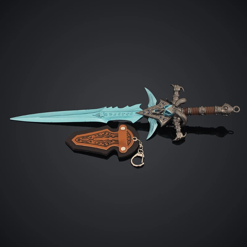 30 cm/11,81 in World of Warcraft Frostbite Schafe kopf Schwert Spiel Peripherie Waffe Modell Mit rückplatte Junge Spielzeug Desktop Dekoration