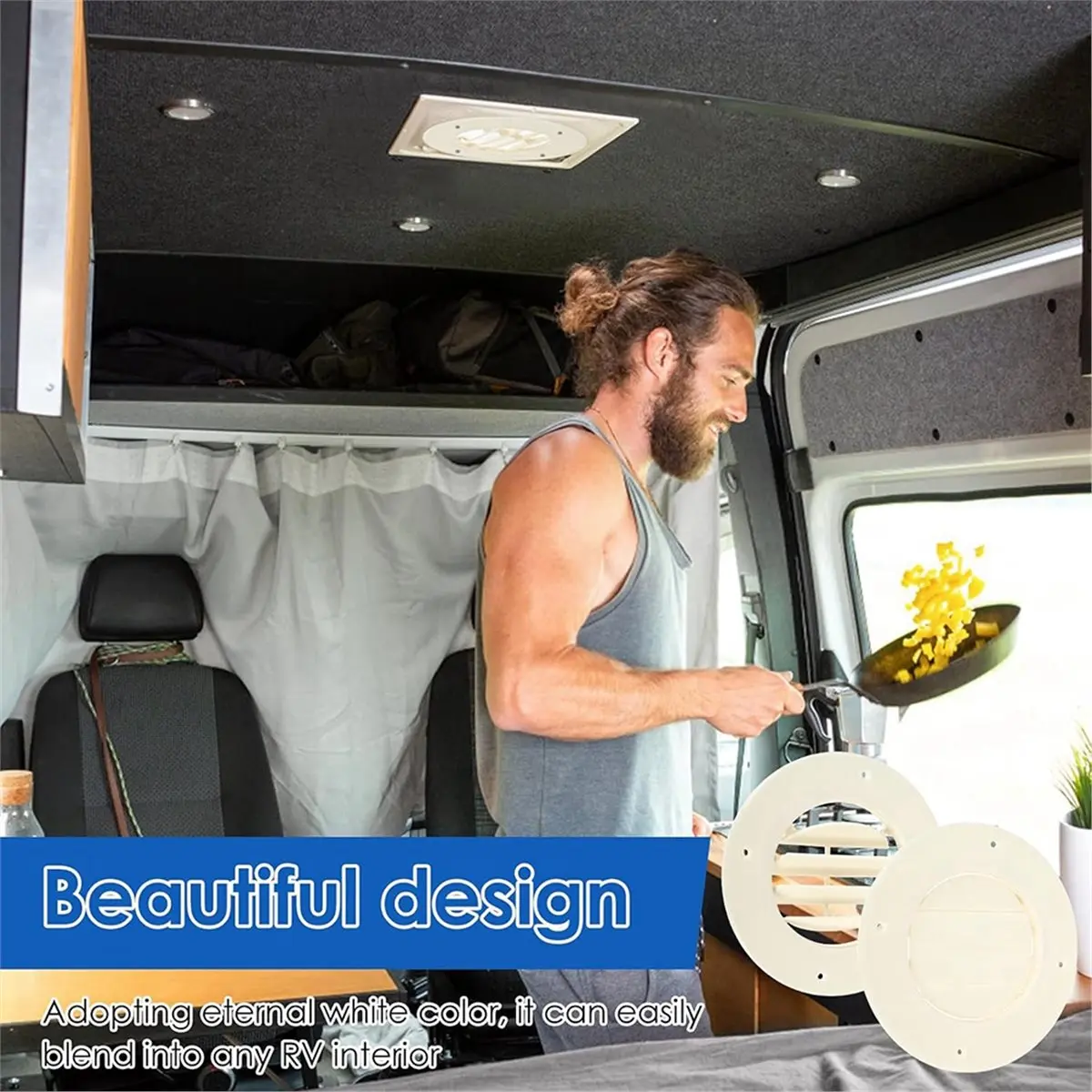 Premium Household RV Ceiling Vent Cover,RV AC Vent Replacement for Inside ,Fits Ducts with Rotatable Louvers for Directional Air