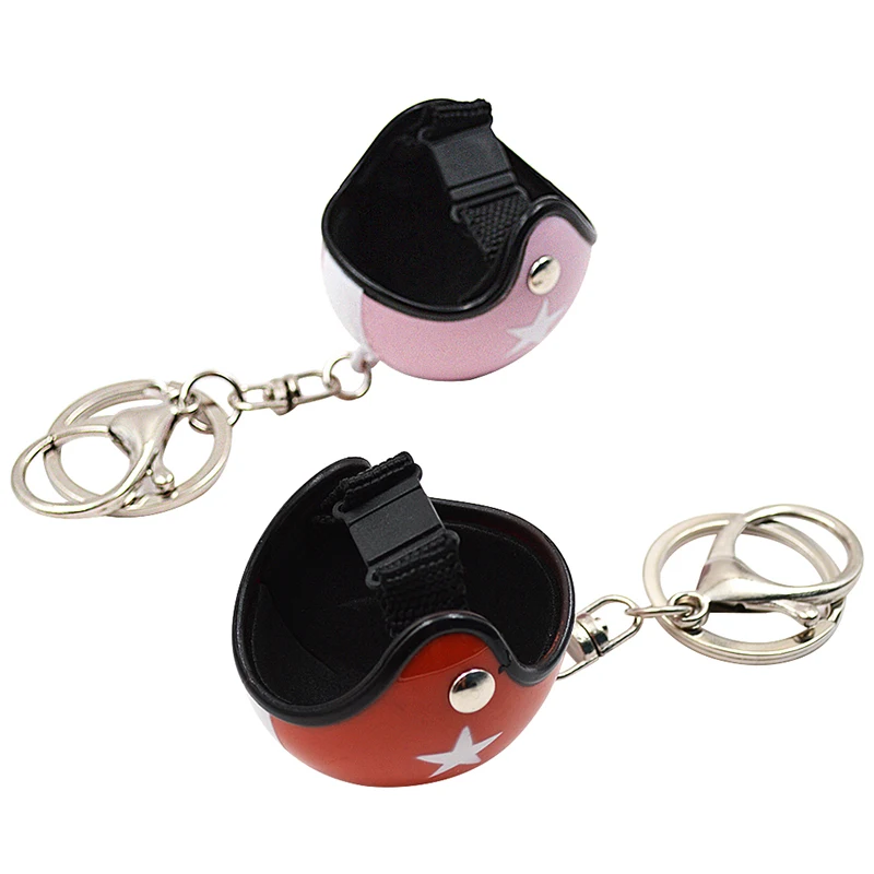 Creative Motorcycle Helmets Keychain for Women Men Plastic Safety Helmet Keyrings Bags Pendant Car Key Chains Holder Jewelry