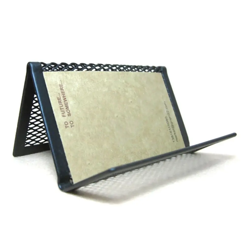 Clip Holder Metal Mesh Home Desk Black Silver Desk Business Holders Business Card Holder Card Display Stands Name Card Holder