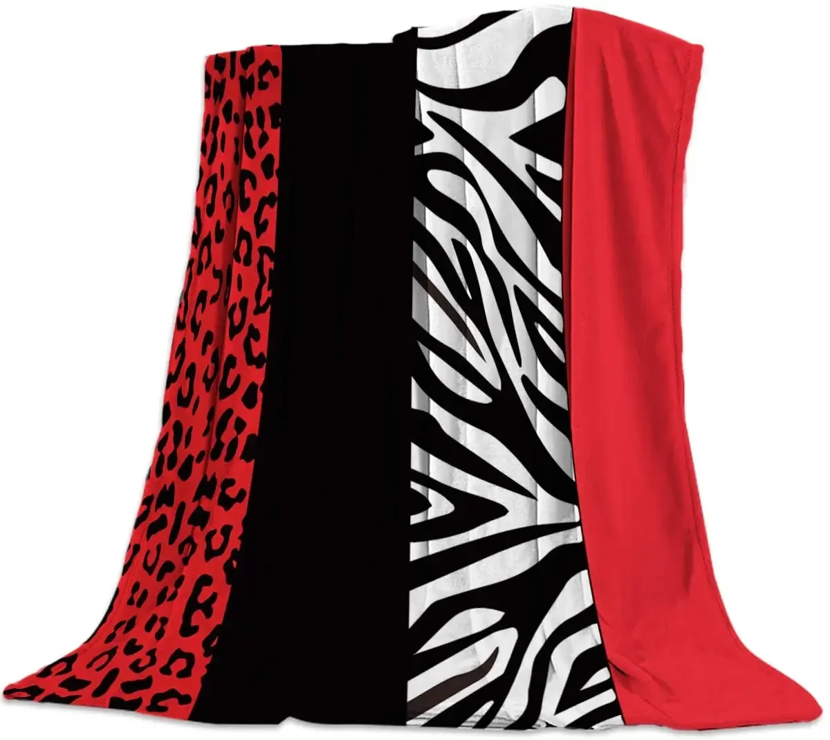 Throw Blanket Fannel Fleece Microfiber Plush Bed Blanket Red Leopard Animal Print Super Soft Machine Washable Keep Warm