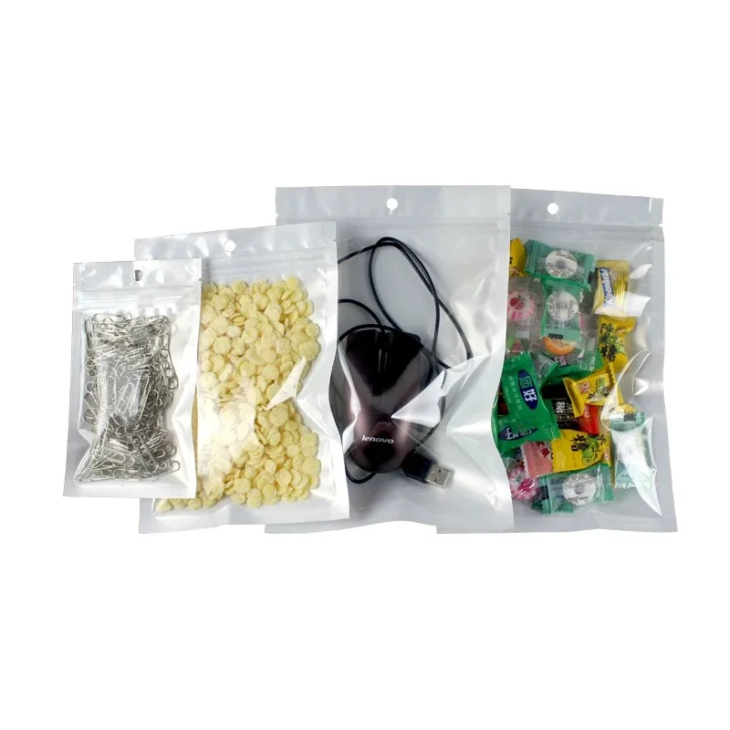 White Plastic Self Sealing Jewelry Bag Earring Necklace Bracelet Ziplock Storage Bag USB Charge Packaging Bags