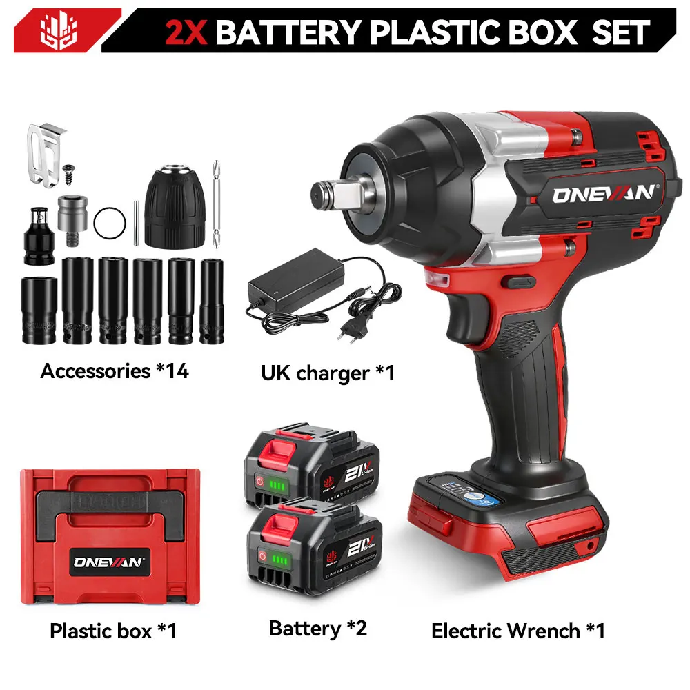 ONEVAN 1800N.M High Torque Brushless 1/2" Electric Impact Wrench Cordless Drill Screwdrivers Drill Tool For Makita Battery Pin image 3